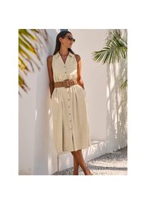 Heine , Damen , Sommerkleid »Kleid« Nahttasche , sand , Normalgrößen , 36 -Normalgrößen , 36 , mit 55% Leinen