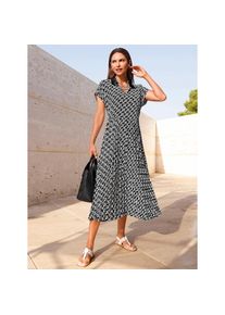 Inspirationen , Damen , Shirtkleid »Druck-Kleid« , schwarz-champagner-bedruckt , Normalgrößen , 48 -Normalgrößen , 48 , figurschmeichelnder Schnitt