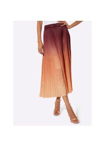 CRÉATION L creation L , Damen , Plisseerock , burgund-apricot-bedruckt , 36 , 36 , eleganter Matt-Satin