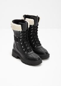 Gevoerde veterboots - zwart - maat 37 - bonprix