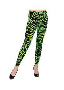 Widmann 80er JAHRE LEGGINGS NEON GRÜN TIGERPRINT