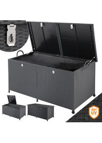 Casaria Gartenbox Polyrattan 625L Schwarz wasserdicht mit Rollen & Schlossvorrichtung