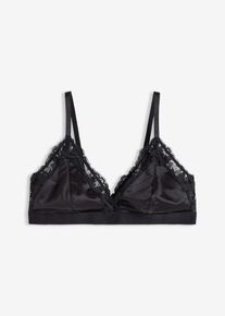 Bralette van glanzend materiaal - zwart - maat 85B - bonprix