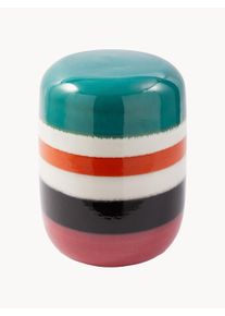 POLSPOTTEN Round Handmade Side Table Striped Pill Colorful Ceramic &Oslash; 34 x H 47 cm