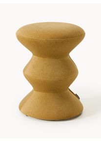 POLSPOTTEN Round Upholstered Pouf Zig Zag Yellow Synthetic fibre, Metal, Fabric &Oslash; 36 x H 46 cm