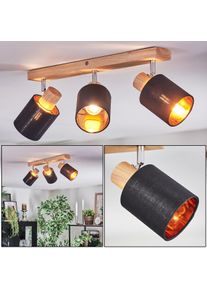 hofstein Fallhagen Plafonnier, Spot de plafond Chrome, Bois clair, 3 lumi&egrave;res