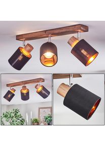 hofstein Fallhagen Plafonnier, Spot de plafond Chrome, Bois fonc&eacute;, 3 lumi&egrave;res