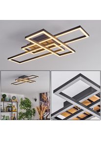 hofstein Donik Plafonnier LED Chrome, Couleur bois, Noir, 1 lumi&egrave;re