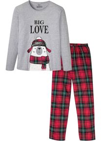 Pyjama mit Bio-Baumwolle und langen Ärmeln, grau, Größe 44/46 (S), bonprix