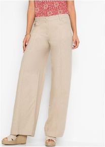 Palazzo-Hose aus luftigem Leinen-Mix, beige, Gr&ouml;&szlig;e 36, Leinen,Viskose, bonprix