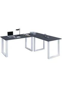 Mid.you Eckschreibtisch , Anthrazit, Silberfarben , Metall, Holzwerkstoff , U-Form , 190x76x190 cm , seitenverkehrt montierbar , Büromöbel, Schreibtische, Eckschreibtische