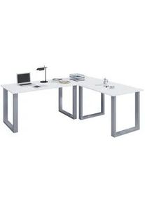 Mid.you Eckschreibtisch , Anthrazit, Silberfarben , Metall, Holzwerkstoff , U-Form , 160x76x190 cm , seitenverkehrt montierbar , Büromöbel, Schreibtische, Eckschreibtische