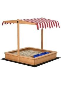 Outsunny Sandkasten, Gelb, Tannenholz, Vliesboden, Polyester, Kunststoff , Holz , 107.5x110x107.5 cm , Freizeit & Co, Gartenspielzeug, Sandkästen