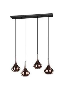 Hängeleuchte , Schwarz, Kupferfarben , Metall, Glas , länglich , 32x150x95.5 cm , Lampen & Leuchten, Leuchtenserien