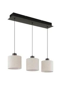 Globo Led-Hängeleuchte , Creme, Schwarz, Schwarzchrom , Metall, Kunststoff, Textil , länglich , 18x180x74 cm , Ce , höhenverstellbar , Lampen & Leuchten, Leuchtenserien