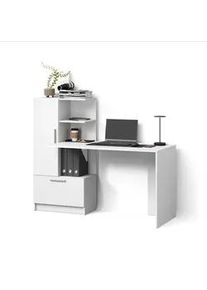 Livinity® Schreibtisch Lorena Weiß 150 x 120.1 cm mit 2 Türen , Holzwerkstoff , 7 Fächer , Rechteckig , 150x120.1x59.3 cm , Büromöbel, Schreibtische, Schreibtische