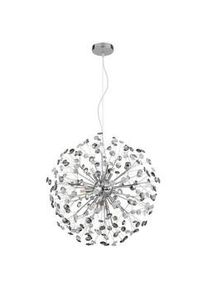 Globo Kristall-Hängeleuchte , Grau, Klar, Chromfarben, Transparent , Metall, Kunststoff, Glas , F , 150 cm , Ce , beliebig kürzbar , Lampen & Leuchten, Leuchtenserien