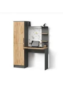 Livinity® Schreibtisch Rina Anthrazit/Goldkraft Eiche 122.9 x 168 cm , Holzwerkstoff , Rechteckig , 122.9x168x52 cm , Büromöbel, Schreibtische, Schreibtische