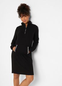 bonprix Mujer, Vestido tipo sudadera suave, negro, 52/54