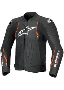 Alpinestars Dusk Airflow, leather jacket perforated , color: Black/Neon-Red/White , size: 56