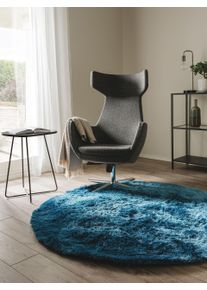 benuta Nest Teppe med luv Whisper Blå ø 80 cm rund Uni