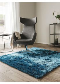 benuta Nest Teppe med luv Whisper Blå 60x60 cm Uni