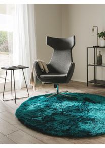 benuta Nest Teppe med luv Whisper Turkis ø 80 cm rund Uni