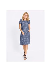 Classic Basics, Damen, Shirtkleid &raquo;Jersey-Kleid&laquo;, taubenblau-marine-bedruckt, Normalgr&ouml;&szlig;en, 52 -Normalgr&ouml;&szlig;en, taubenblau-marine-bedruckt, reine 