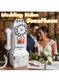 32GB Retro Video Guestbook Telephone Wedding Sign-In with 1080P HD Recording Capture Guests' Blessings Unique Anniversary Gift