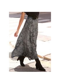 Lascana , Damen , Maxirock , schwarz-grau-creme bedruckt , 34 , 34 , Sommerlicher Jerseyrock