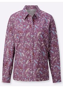 Dames Katoenen blouse van flanel in paars/lichtroze bedrukt ,maat 40, WITT, 100% Katoen