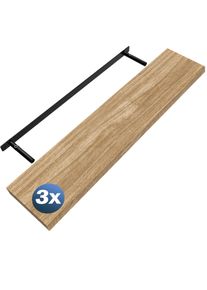 Casaria Estante de pared Estante suspendido 110cm juego de 3 roble + soporte