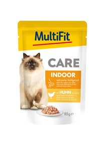 MultiFit natvoer kat Adult Care Indoor met kip 24x85 g