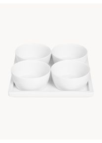 Meissen Set de cuencos pequeños artesanales con bandeja para servir Cosmopolitan, 5 pzas. Blanco Porcelana Set de diferentes tamaños