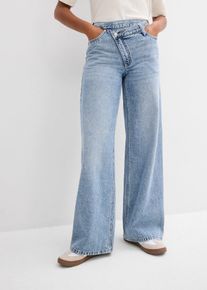 bonprix Női Wide Leg farmer, Mid Waist, Low Stretch, k&eacute;k, 44