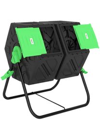 Outsunny Dual Chamber Garden Compost Bin, 130L Rotating Composter, Compost Maker with Ventilation Openings and Steel Legs | Aosom Ireland