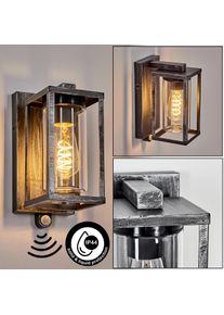 hofstein Portalis Aplique de exterior, Apliques Negro, Plata, 1 luz, Sensor de movimiento