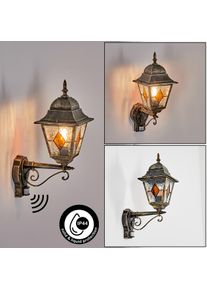 hofstein Chatelain Aplique de exterior, Apliques dorado, Negro, 1 luz, Sensor de movimiento