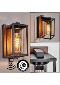 hofstein Portalis Aplique de exterior, Apliques Color madera, Negro, 1 luz, Sensor de movimiento