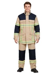 maskworld Costume da pompiere per adulti color sabbia