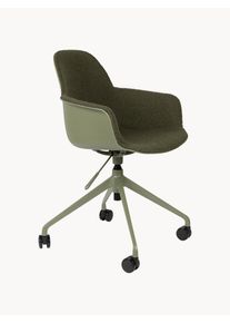 Zuiver Bouclé-skrivbordsstol Albert, höjdjusterbar. Grön, Svart Syntetfiber, Plast, Metall, Tyg B 59 x D 52 cm