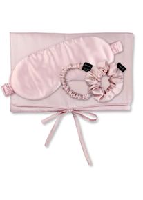 AILORIA Seidentuch »Tasche, Schlafmaske, Scrunchie S & Scrunchie M TRAVEL SET« in rosa