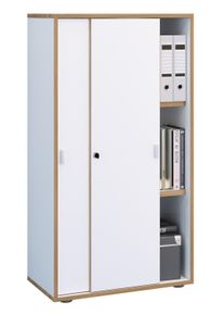 Vcm Aktenschrank »Büroschrank Aktenschrank Schiebetüren Salia 3fach« Salia in weiß, Größe B/H/T: 60 cm x 110 x 37