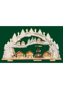 Tietze Erzgebirgsdegn LED Schwibbogen »variabel, Weihnachtsmarkt beschneit«, Größe B/H/T: 44,5 cm x 14 cm x 73 cm