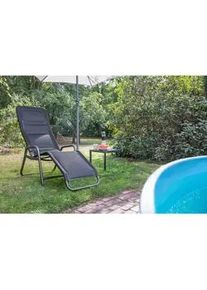 siena GARDEN Kippliege , Schwarz , Metall, Kunststoff , 71x112x150 cm , wetterbeständig, klappbar , Gartenmöbel, Gartenliegen, Sonnenliegen