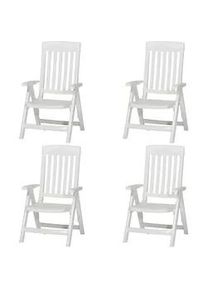 SIEGER Gartenklappsessel-Set , Weiß , Kunststoff , 46.5x111x50 cm , klappbar, wetterbeständig , Gartenmöbel, Gartensessel, Gartenklappstühle