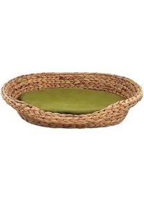 Tierbett Wasserhyazinthe oval , Naturfarben, Olivgrün , Naturmaterialien , Uni , Füllung: Vlies , 56x17x72 cm , pflegeleicht, Bezug abnehmbar und waschbar, dekorativ , Freizeit & Co, Tierbedarf, Hundebetten