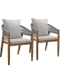 TecTake Gartenstuhl Manacor,höhenverstellbare Kunststofffüße,greige , Holz , 59x76.5x58 cm , Gartenmöbel, Gartensessel, Gartenstühle