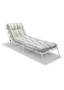 Best Freizeitmöbel Sonnenliege , Grau, Weiß , Metall, Textil , Streifen , 60x38x180 cm , FSC Mix, Europäischer Sicherheitsstandard , UV-beständig , Gartenmöbel, Balkonmöbel, Balkonliegen