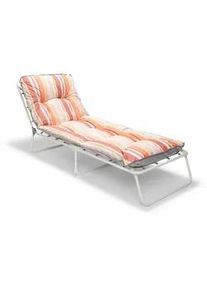 Best Freizeitmöbel Sonnenliege , Weiß, Terracotta , Metall, Textil , Streifen , 60x38x180 cm , FSC Mix, Europäischer Sicherheitsstandard , UV-beständig , Gartenmöbel, Balkonmöbel, Balkonliegen